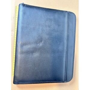 Samsill Professional Zippered Portfolio Padfolio Organizer Black Faux Leather